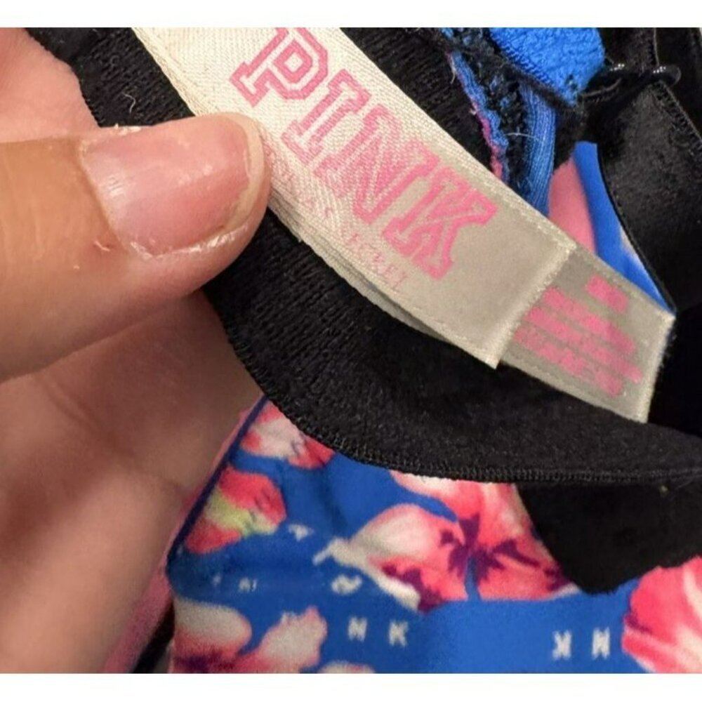 Pink By Victoria Secret Everywhere T Shirt Bra Floral Blue 32DD EUC - Picture 4 of 5